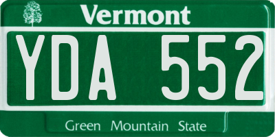 VT license plate YDA552