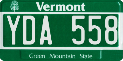 VT license plate YDA558