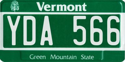 VT license plate YDA566