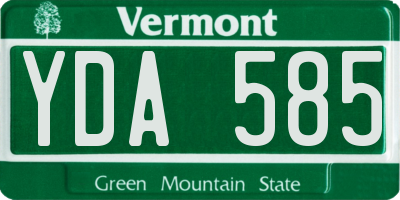 VT license plate YDA585