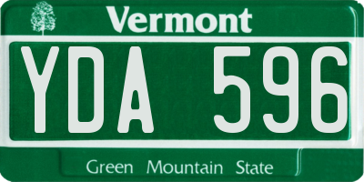 VT license plate YDA596