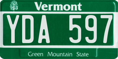 VT license plate YDA597