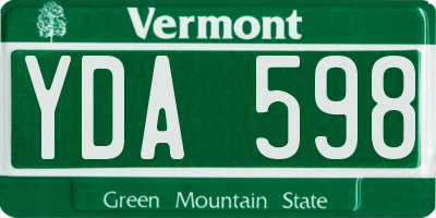 VT license plate YDA598
