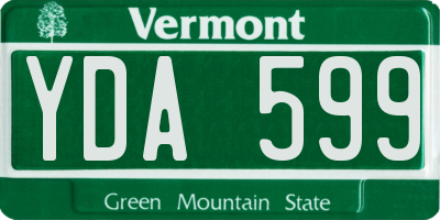 VT license plate YDA599