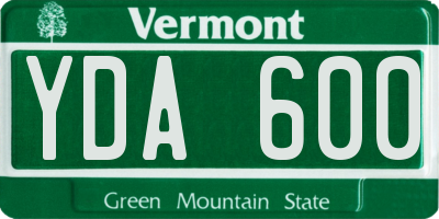 VT license plate YDA600