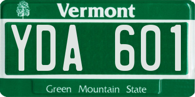 VT license plate YDA601