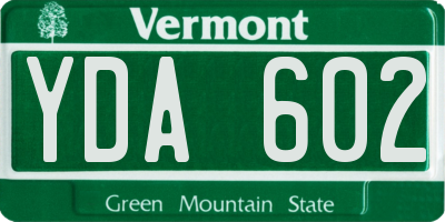 VT license plate YDA602