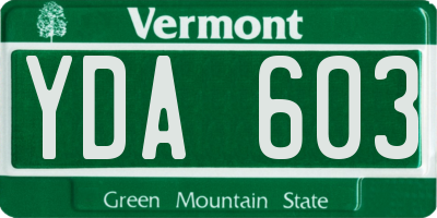 VT license plate YDA603