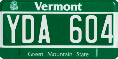 VT license plate YDA604