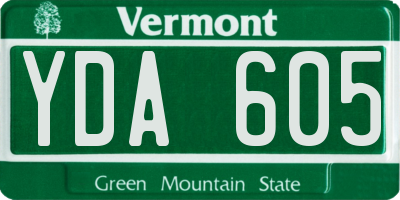 VT license plate YDA605