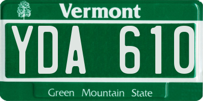 VT license plate YDA610