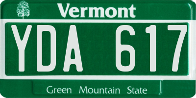 VT license plate YDA617