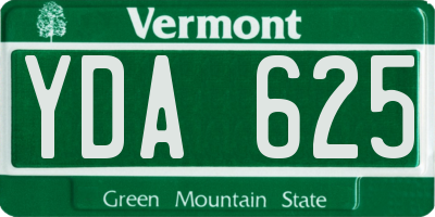 VT license plate YDA625