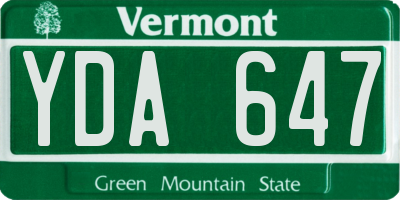 VT license plate YDA647