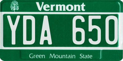 VT license plate YDA650