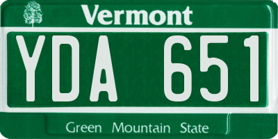 VT license plate YDA651