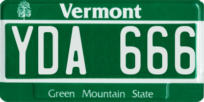 VT license plate YDA666