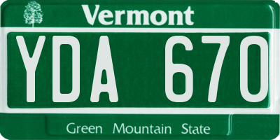 VT license plate YDA670