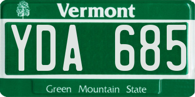 VT license plate YDA685