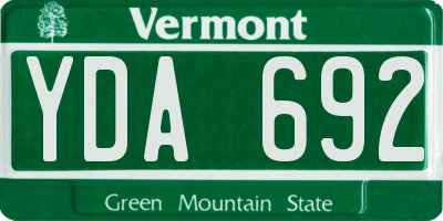 VT license plate YDA692