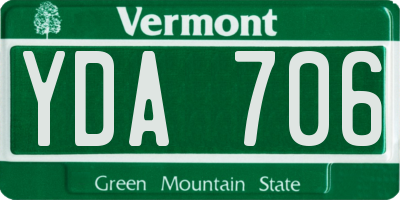 VT license plate YDA706