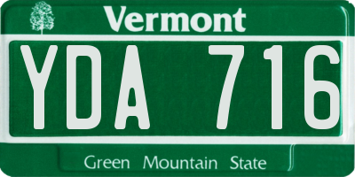 VT license plate YDA716