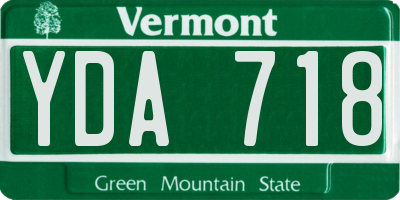 VT license plate YDA718
