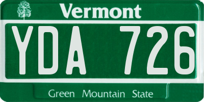 VT license plate YDA726