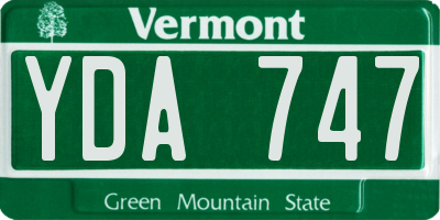 VT license plate YDA747
