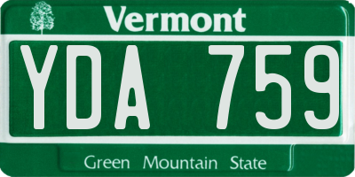 VT license plate YDA759