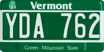 VT license plate YDA762