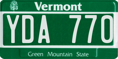 VT license plate YDA770