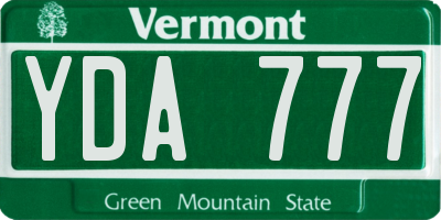 VT license plate YDA777