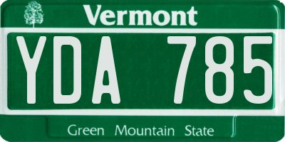 VT license plate YDA785