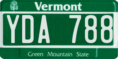 VT license plate YDA788