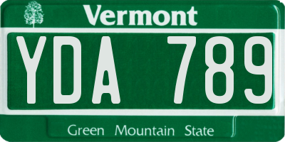 VT license plate YDA789