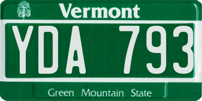 VT license plate YDA793