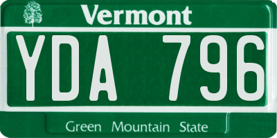 VT license plate YDA796