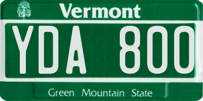 VT license plate YDA800