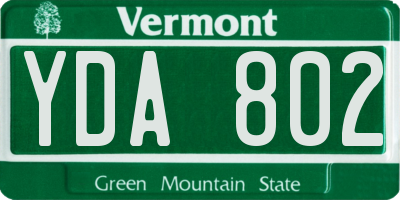VT license plate YDA802