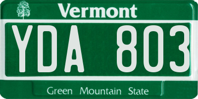VT license plate YDA803