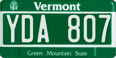 VT license plate YDA807