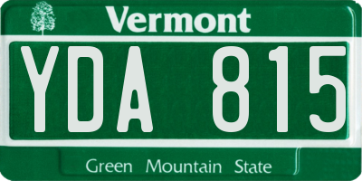 VT license plate YDA815
