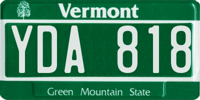 VT license plate YDA818