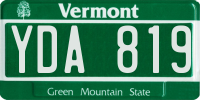 VT license plate YDA819