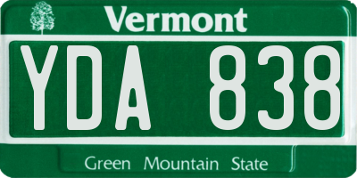VT license plate YDA838