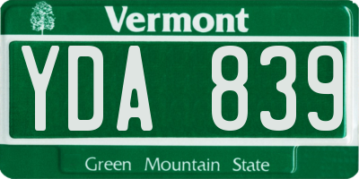 VT license plate YDA839