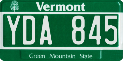 VT license plate YDA845