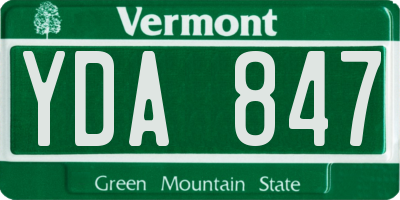 VT license plate YDA847