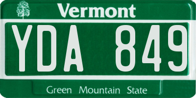 VT license plate YDA849